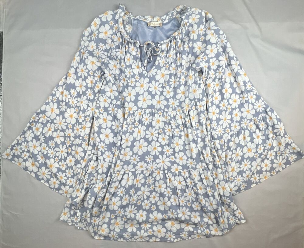 Altar’d State Cottagecore Daisy Floral Dress Flared Bell Sleeves XS